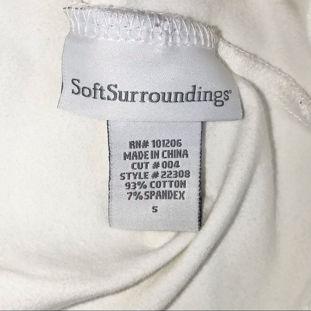 Soft Surroundings Pearl White 3/4 Sleeve Surplice Jersey Faux Wrap Crop Top - Picture 7 of 8